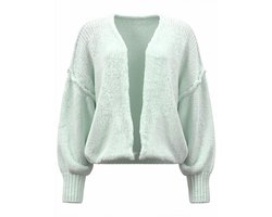 Oversized Mintgroen Gebreid Vest Dames – Zacht, Fluffy & Comfortabel – Trendy Cardigan