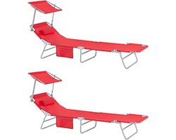 Oversized Opvouwbare Strandstoel - Ligstoel - Liggende Zonnestoel - Metalen Frame - 195cm x 90cm x 63cm