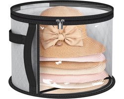 Oversized transparante hoeden opbergtas voor vrouwen, biedt plaats aan maximaal 7 petten Cowboyhoed organizer voor kast (grijs)