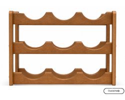 Overzichtelijk: Wijnrek 9 Flessen | Wijnhouder van Hout | Flessenrek Wijn | Wijnfleshouder | Vrijstaand Wijnrek | 33x24x25 cm