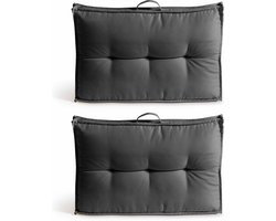 Oviala - 2 grijze polyester kussens voor pallets met rugleuning 60x40x12 cm - Cuzco