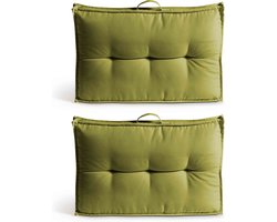 Oviala - 2 groene polyester kussens voor pallets met rugleuning 60x40x12 cm - Cuzco