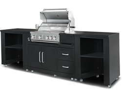 Oviala - 3-delige buitenkeuken met zwarte barbecue - Memphis