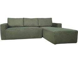 Oviala - 4-zits hoekbank met chaise longue rechts en groene kussens - Clay