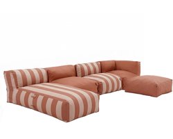 Oviala - 5-zits gestreepte modulaire tuinset in terracotta - Mixi