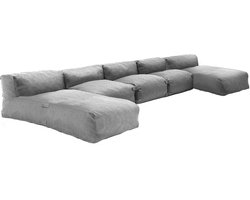 Oviala - 5-zits modulair tuinmeubel met grijze chaise longue - Mixi