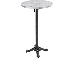 Oviala - 60 cm ronde hoge tafel kantelbaar wit/zilver en zwart marmeren blad - Montmartre