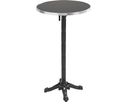 Oviala - 60 cm ronde hoge tafel kantelbaar zwart/zilver blad en zwarte voet - Montmartre