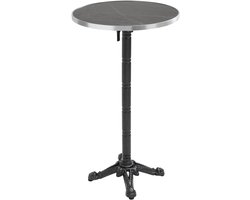 Oviala - 60 cm ronde hoge tafel kantelbaar zwart/zilver en zwart marmeren blad - Montmartre