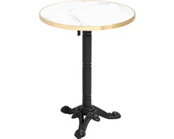 Oviala - 60 cm ronde tafel kantelbaar wit/goud marmer en zwarte voet - Montmartre