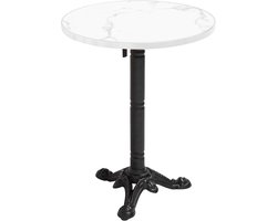 Oviala - 60 cm ronde tafel kantelbaar wit/zilver marmer en zwarte poot - Montmartre