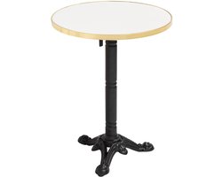 Oviala - 60 cm ronde tafel met kantelbaar wit/gouden blad en zwarte poten - Montmartre