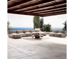 Oviala - 7-zits modulair tuinmeubel met 2 beige ligbedden - Mixi