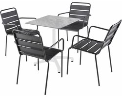 Oviala - 70x70 cm marmeren verstelbare tafel met 4 grijze stoelen - Opéra
