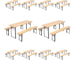 Oviala - Brasserie Ensemble met 180 cm houten tafel en banken - Set van 10 - Munich