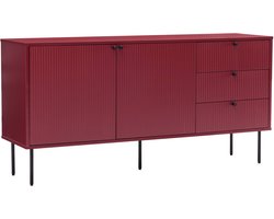 Oviala - Didressoir met 2 deuren en 3 laden in melamine, 150 cm, bordeauxrood - Romeo