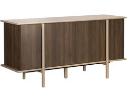 Oviala - Dressoir houtlook 4 deuren 180 cm taupe - Nelio