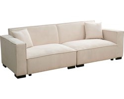 Oviala - Ecru 3-zits rechte ribfluwelen bank L 230 cm - Alphy