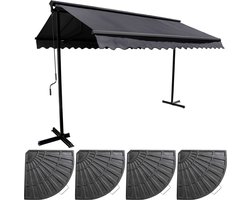 Oviala - Een dubbel hellend 3x3 m tuinhuisje en 4 verzwaarde grijze tegels - Trinidad