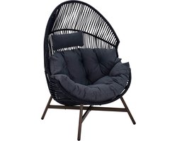 Oviala - Egg tuinfauteuil op kunststof rotan onderstel 142 cm zwart