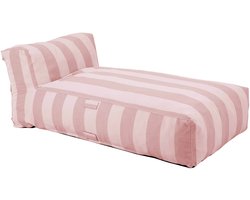 Oviala - Gestreepte chaise longue voor modulaire tuinmeubelset in poederroze - Mixi