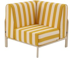 Oviala - Gestreepte hoekfauteuil modulaire tuinmeubelen lichtgele stof - Patio