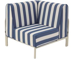 Oviala - Gestreepte hoekfauteuil modulaire tuinmeubelen Pacific blauwe stof - Patio