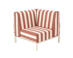Oviala - Gestreepte hoekfauteuil modulaire tuinmeubelen terracotta stof - Patio