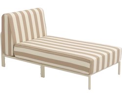 Oviala - Gestreepte ligstoel voor modulaire tuinmeubelen in beige stof - Patio