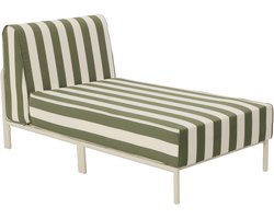 Oviala - Gestreepte ligstoel voor modulaire tuinmeubelen in kaki groene stof - Patio