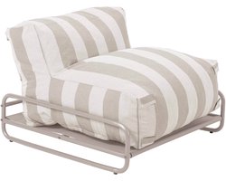 Oviala - Gestreepte loungestoel met modulaire tuinmeubelen en beige frame - Mixi
