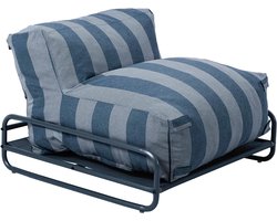 Oviala - Gestreepte loungestoel met modulaire tuinmeubelen Pacificblauw frame - Mixi