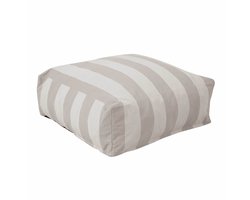 Oviala - Gestreepte poef voor modulaire tuinmeubelset beige - Mixi