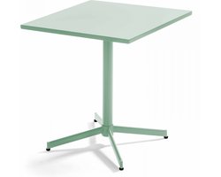 Oviala - Inklapbare bistro tuinsettafel van groen saliekleurig staal, 70 cm - Palavas