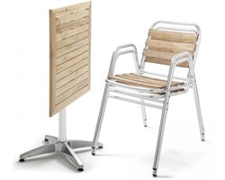 Oviala - Inklapbare terrastafel en 2 stoelen van en hout - Times square