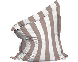 Oviala - Lege hoes voor gestreepte zitzak XXL, 180 x 145 cm, taupe en wit - Solys