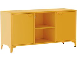Oviala - Moderne buffetkast met 2 deuren L120 cm van geel metaal - Funky