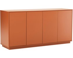 Oviala - Moderne rechthoekige buffetkast met 4 deuren L 160 cm baksteenrood - Ruben