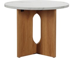 Oviala - Moderne ronde salontafel 50 cm marmerlook licht hout - Klery