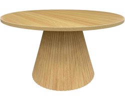 Oviala - Moderne ronde salontafel van 80 cm met licht houteffect - Lesly