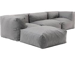 Oviala - Modulaire hoekbank met 1 fauteuil 2 hoeken en 1 grijze poef - Mixi