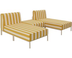 Oviala - Modulaire lage gestreepte tuinset voor 3 personen Geel - Patio