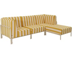 Oviala - Modulaire lage gestreepte tuinset voor 4 personen Geel - Patio