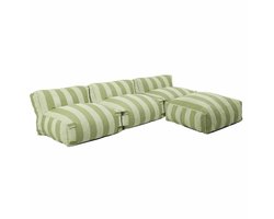 Oviala - Modulaire tuinset met 3 fauteuils en 1 groen cactus poef - Mixi