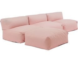 Oviala - Modulaire vaste hoekbank met 3 fauteuils en 1 poederroze poef - Mixi