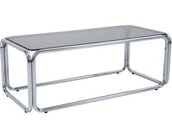 Oviala - Rechthoekige salontafel L110 cm in metaal en zwart glas - Lewis