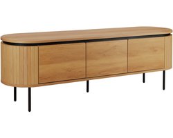 Oviala - Rechthoekige tv-kast met 2 deuren, L160 cm, licht houtlook - Hemera