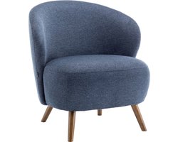 Oviala - Relaxfauteuil in hout en donkerblauwe stof - Jerry