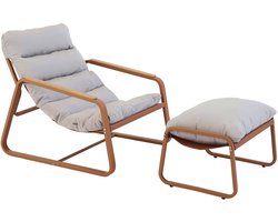 Oviala - Relaxfauteuil in staal en textiel met terracotta voetsteun - Sotia