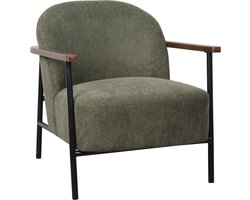 Oviala - Relaxfauteuil in staal hout en donkergroene stof - Lenny